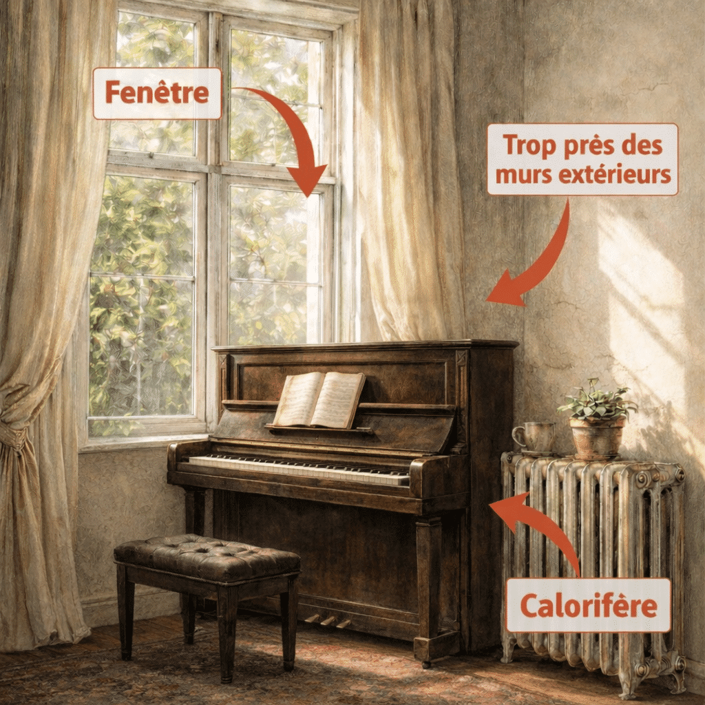 Structure et tension des cordes d'un piano