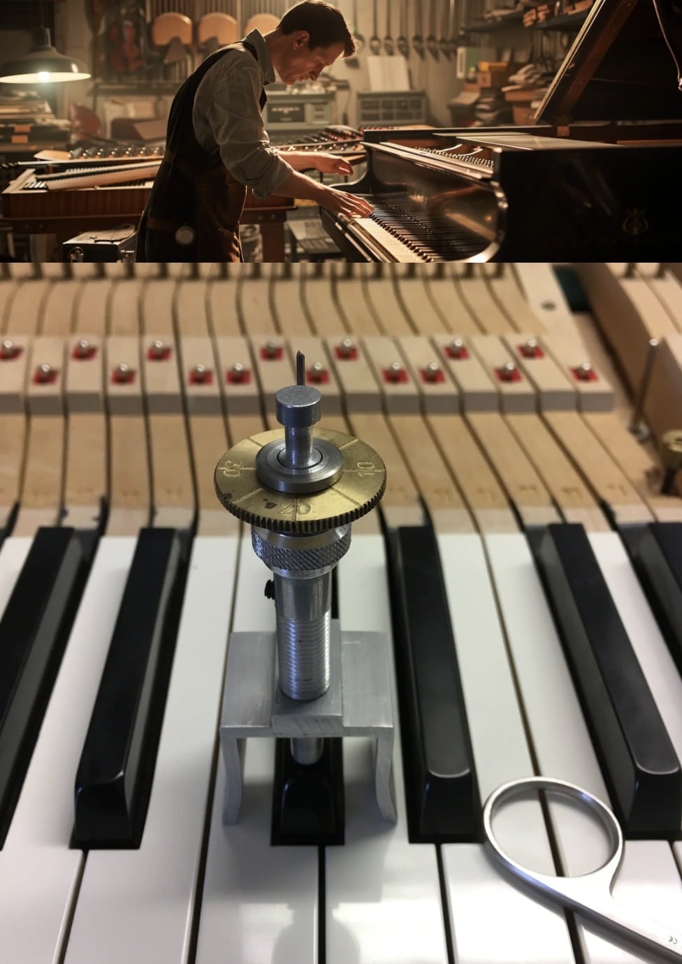 Schéma de la mécanique d'un piano