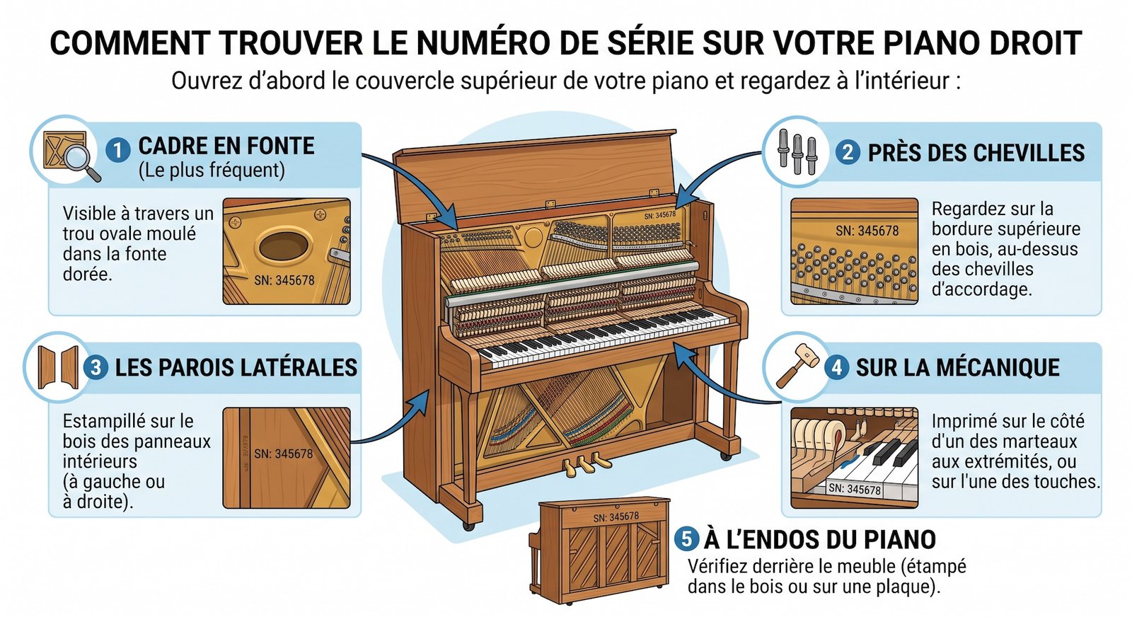 Guide numéro de série piano droit