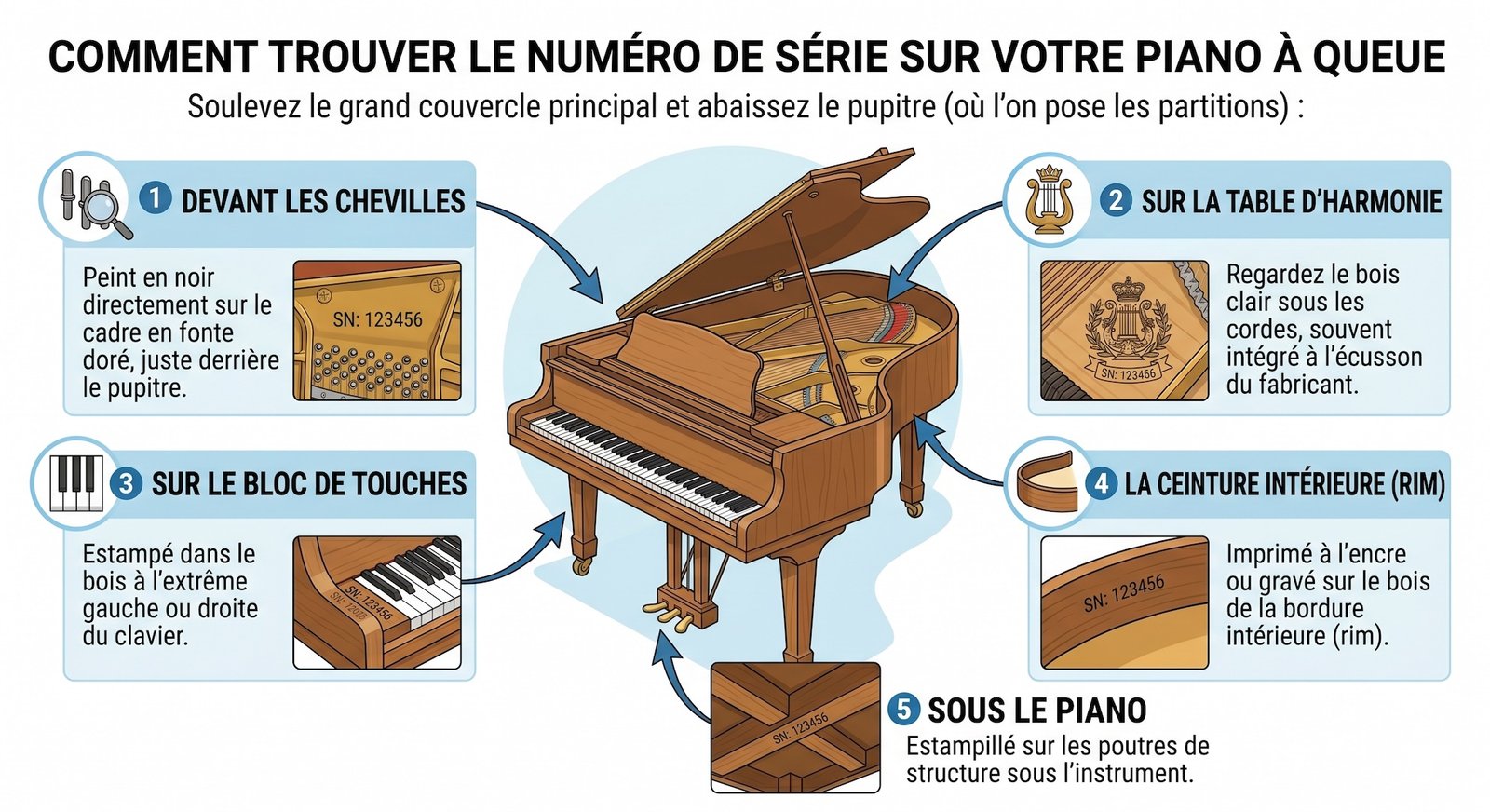 Guide numéro de série piano à queue
